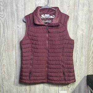 Columbia Women's White Out Puffer Omni Heat Full Zip Insulated Vest Wine color L